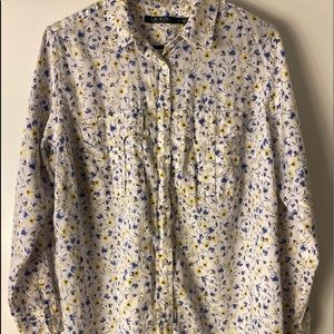 Ralph Lauren floral ladies button up blouse long sleeve size 1X gently worn